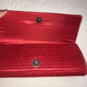 Bijoux Terner Bags - Red satin and bead evening clutch. Bijoux Terner Bags - Red satin and bead evening clutch.